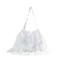 Witte tote bag met ruches in balletstijl, gelaagde kanten details en geplooide schouderriem - Broken Wit