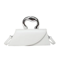 Sac à main trapèze blanc chic avec poignée en métal argenté aux formes fluides - Blanc