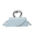 Sac à main asymétrique bleu clair minimaliste avec poignée design en métal argent - Bleu