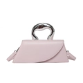 Sac à main en cuir rose avec poignée en métal argenté et rabat au design asymétrique - Rose