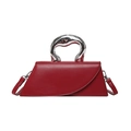 Petit sac à main rouge avec poignée sculpturale argentée et bandoulière amovible - Rouge