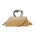Petit sac carré asymétrique kaki avec poignée métallique argentée unique - Kaki