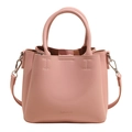 Elegante borsa a secchiello rosa da donna in pelle PU con tracolla e manico superiore - Senza Ciondolo / Rosa