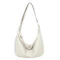 Bolso bandolera minimalista de nailon blanco crema con correa ancha ajustable - Blanco Roto