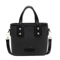 Bolso tipo cubo de hombro negro con textura tejida y herrajes dorados para mujer - Negro