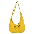 Bolso bandolera medialuna grande de nailon amarillo mostaza con correa ajustable - Amarillo