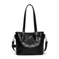 Elegante borsa tote trapuntata nera con finitura lucida e fibbie in metallo argento - Senza Ciondolo / Nero