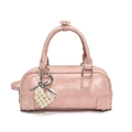 Rosa minimalistische Bowling-Tasche mit Perlen-Herz-Anhänger und Glanzeffekt - Kirschblütenrosa Mit Künstlichem Perlenherz Anhänger