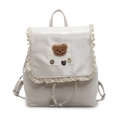 Zaino bianco crema carino con bordo in pizzo e decorazione con orsetto di peluche - Bianco Sporco