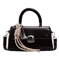 Vintage dark brown faux leather handbag with tennis racquet charms and crossbody strap - With Racket Pendant / Brown
