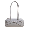 French vintage lavender bowling bag with decorative bow and silver stud details - Blue
