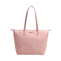 Rosa Nylon-Tragetasche mit Metallreißverschluss und Schultergurten im minimalistischen Stil - Rosa