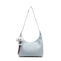 Light blue lychee pattern faux leather hobo bag with chain strap and cloud pendant - Blue (With Cloud Pendant)
