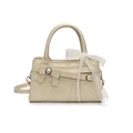 Borsa a mano vintage color crema con fiocco decorativo e dettaglio in pizzo raffinato - Bianco