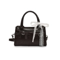 Borsa a tracolla marrone scuro vintage con fiocco e decorazione a nastro in pizzo bianco - Marrone
