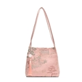 Elegante blassrosa Handtasche im chinesischen Stil mit Stickerei und Quastenanhänger - Rosa