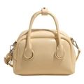 Borsa bowling in pelle cerata giallo crema con manici e tracolla regolabile - Giallo Chiaro (Senza Ciondolo)