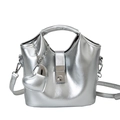 Sac seau argent métallisé avec pendentif cœur et bandoulière réglable femme - Argent Avec Pendentif Coeur