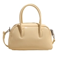 Minimalistische cremegelbe Handtasche aus Leder mit abnehmbarem Schultergurt - Gelb