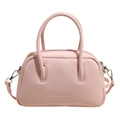 Minimalistische hellrosa Boston-Tasche mit Tragegriffen und silbernen Metallelementen - Rosa