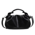 Minimalistische schwarze Cloud-Handtasche mit Falten-Design und abnehmbarem Schultergurt - Schwarz