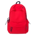 Mochila de lona roja minimalista para estudiantes con cremalleras de cuerda azul - Rojo