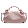 Rosa geraffte Cloud-Handtasche aus weichem PU-Leder mit Knotengriff und Schultergurt - Rosa