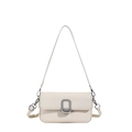 Elegante borsa a tracolla bianco crema minimalista in ecopelle testurizzata con fibbia - Bianco Sporco