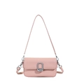 Borsa a tracolla minimalista in pelle rosa chiaro con fibbia argentata e tracolla sottile - Rosa
