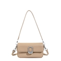 Chic khaki woven shoulder bag for women with silver buckle and elegant rectangle flap - Khaki