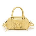 Light yellow Boston handbag with ballet-inspired ribbon lace-up and bow detail - Yellow