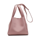 Elegant dusty rose litchi grain leather tote bag with top handle and crossbody strap - Pink