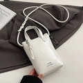 Mini sac bandoulière blanc minimaliste en similicuir avec bandoulière à nœuds - Blanc sans Pendentif