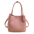 Pink lychee grain leather bucket bag with top handle and adjustable shoulder strap - Pink - No Pendant