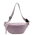 Riñonera casual violeta claro con correa ajustable y bolsillo frontal con cremallera - Morado