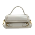 Elegant ivory minimalist crossbody bag with top handle and golden metal hardware - Off White