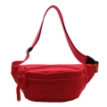 Red sporty crossbody chest bag with adjustable strap and oval logo detail - Burgundy