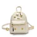 Mini zaino chic bianco crema con rivetti dorati a forma di barboncino in pelle PU - Bianco