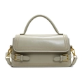 French vintage style green square handbag with decorative gold buckles and top handle - Green
