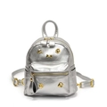 Mini zainetto argento metallizzato con borchie a cucciolo dorate e spalline - Argento