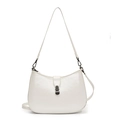 Bolso de axila minimalista de cuero blanco en forma de luna con hebilla de metal gris - Blanco