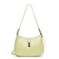 Minimalist light green faux leather underarm shoulder bag with vintage metal buckle - Grass Green