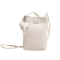 Minimalist cream white crossbody phone bag with elephant charm and M letter detail - White