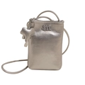 Chic silver metallic mobile phone crossbody bag with m logo and small elephant pendant - Silver