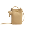 Chic beige crossbody phone bag with m-letter logo and cute elephant charm detail - Yellow