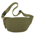 Minimalist olive green washed fabric crossbody chest bag with adjustable strap - Green