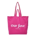 Sac fourre-tout en toile rose avec lettrage blanc Our Fave et doubles poignées - Rose Rouge