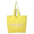 Sac fourre-tout en toile jaune avec imprimé violet et doublure florale élégante - Jaune