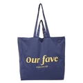 Sac cabas en toile bleu marine avec imprimé Our fave jaune et grande capacité de rangement - Bleu