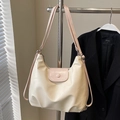 Elegante borsa tote bianco crema con chiusura rosa e sottile tracolla regolabile - Rosa - Senza Pendente